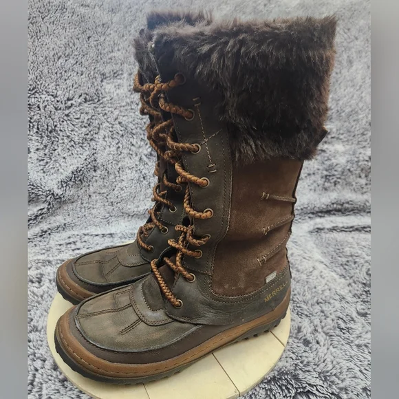MERRELL Decora Prelude Winter Snow Boot Waterproof Faux Fur Tall 200g Women's 7 - Picture 4 of 9